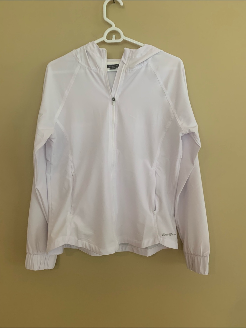 Eddie Bauer White Hooded Zip-Front Utility Jacket